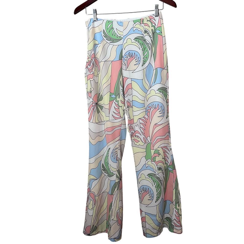 Princess Polly Pastel Paisly Geometric Flare Pants Size 4